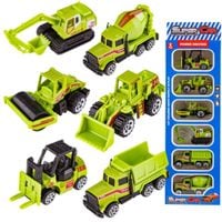 Metalowe Pojazdy Budowlane, Auta, Resoraki 6 Sztuk Zestaw