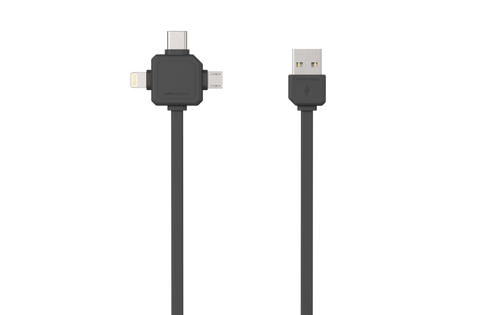 Kabel allocacoc USBcable USB-C 1,5 m 3w1 - szary, micro USB, USB-C, Apple Lightning