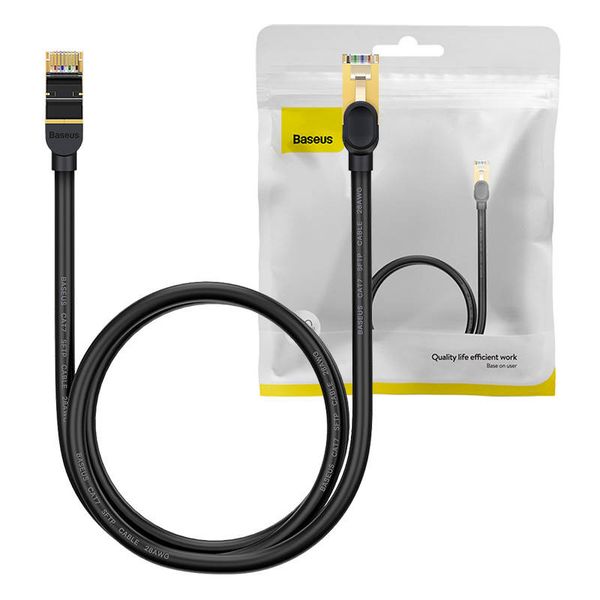 Kabel sieciowy Baseus Ethernet RJ45, 10Gbps, 1m (czarny) zdjęcie 1