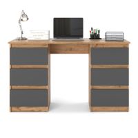 Biurko Komputerowe Bezuchwytowe Szkolne Loft Dąb Wotan Szary 120cm Ofi