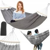 DUŻY HAMAK DWUOSOBOWY OGRODOWY MOCNY XXL 290x150 CM PAŁĄK 120 CM + LINY