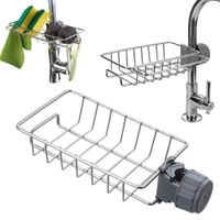 Mały organizer do zlewu srebrny koszyk półka na kran ociekacz na gąbkę płyn