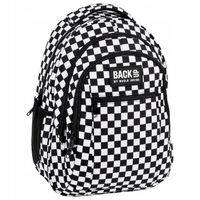 PLECAK SZKOLNY MŁODZIEŻOWY BACKUP KRATA SZACHOWNICA CZARNY BIAŁY 26L