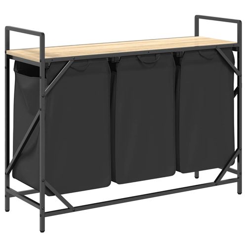 Kosz na pranie 3 przegrody z półką, dąb sonoma na Arena.pl