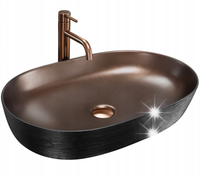 Umywalka Nablatowa Owalna CLEO 61 COPPER BRUSH BLACK Duża na szafkę - Rea