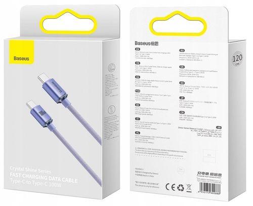BASEUS MOCNY KABEL USB-C SZYBKIE ŁADOWANIE TYPE-C PD 100W QC 3.0 5A 1.2M na Arena.pl