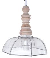 Lampa drewniano metalowa szklany klosz falbanka