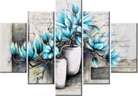 105CM 150CM OBRAZ 5 ELEM MAGNOLIE NIEBIESKICH KOLORACH DRUK