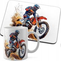ZESTAW KUBEK + PODKŁADKA DRUK - MOTOR MOTOCYKL MOTOCROSS