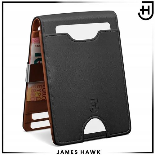 James Hawk Smart Wallet skórzany portfel męski Slim 1,5 cm Czarny Brąz na Arena.pl