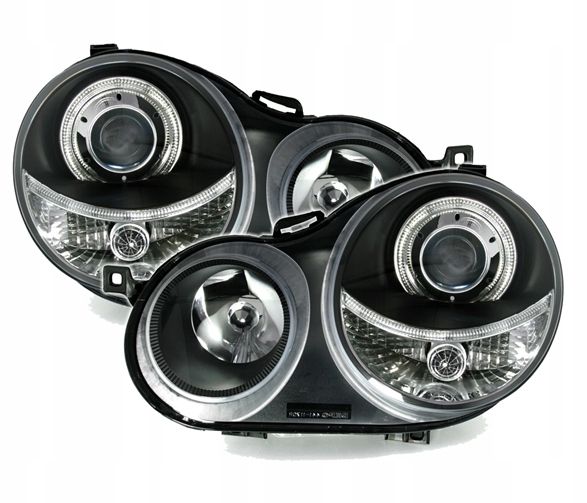 LAMPY Reflektory Do Twojego VW POLO 9N 2001-2005 RINGI BLACK DEPO Soczewki zdjęcie 2