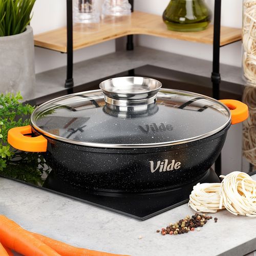 Patelnia Granitowa do Smażenia Duszenia Pieczenia z Pokrywką 28 cm 3,3L na Arena.pl