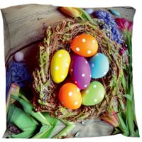 Poszewka 3D bawełna satyna 40x40cm WIELKANOCNE PISANKI