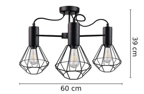 Lampa sufitowa 3xE27 LARS BLACK na Arena.pl