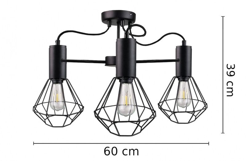 Lampa sufitowa 3xE27 LARS BLACK zdjęcie 3