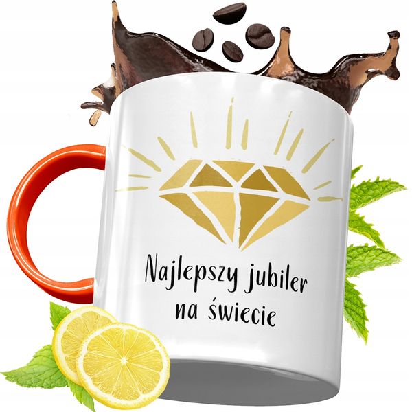Kubek Pomarańczowy Dla Jubilera Prezent Z Nadrukiem Ze Zdjęciem zdjęcie 1