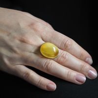 Pierścionek - Transparentno-mleczny Bursztyn w srebrze (rozmiar 16)