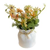 Sztuczny kwiat roślina w białej ceramicznej doniczce fejka do salonu pomarańczowa UC30516-02