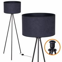 Lampa trójnóg Trigni CZARNA - Nowoczesny Design abażur Antracyt SOFT
