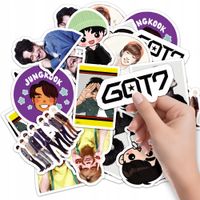 NAKLEJKI NA ZESZYT NALEPKA Z POSTACIAMI KPOP GOT7 MUZYKA WZORY 10SZT