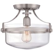 LAMPA sufitowa PENN STATION QZ-PENN-STATION-F-BN Elstead QUOIZEL szklana OPRAWA ampla nikiel przezroczysta