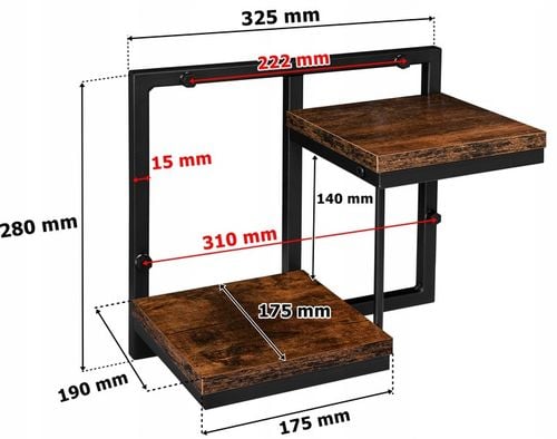 KWIETNIK METALOWY WISZĄCY NA ŚCIANĘ ŚCIENNY LOFTOWY RUSTYKALNY 2 PÓŁKI LOFT na Arena.pl