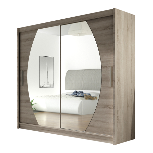 Szafa przesuwna Bega IV z lustrem 180cm - pojemna garderoba - TRUFLA zdjęcie 1