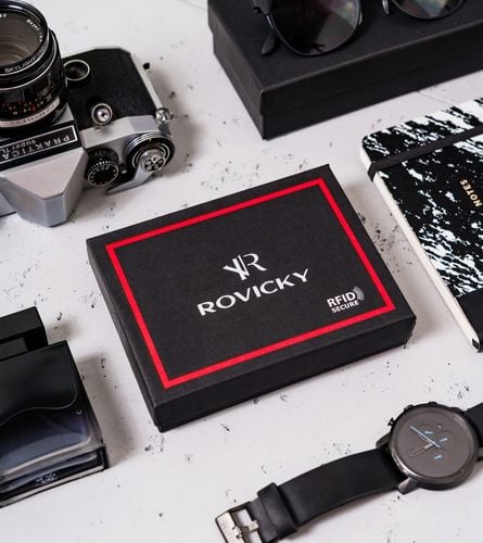 pionowy portfel męski z zasuwanym schowkiem — rovicky na Arena.pl