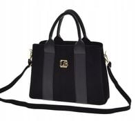 Laura Biaggi - elegancka torebka shopper czarny zamsz + groszek mat MG373