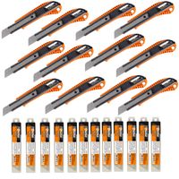 12 X NÓŻ BUDOWLANY METALOWY Z AUTOMATYCZNĄ BLOKADĄ 18 MM + 120 OSTRZY