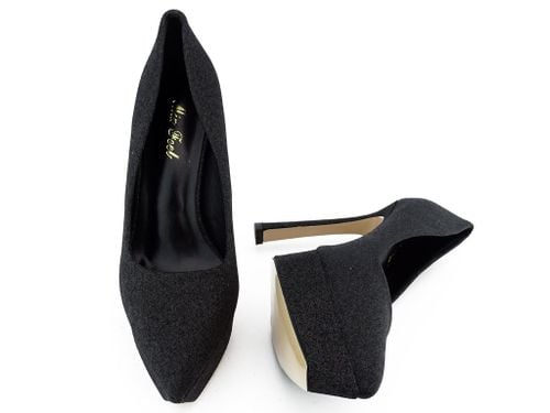 Czarne szpilki platformy brokatowe 40 na Arena.pl