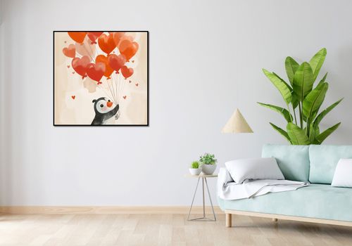 Plakat 90x90cm Pingwinek z Balonami na Arena.pl