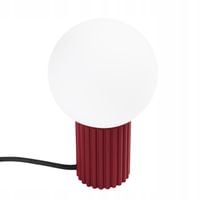 Lampa stołowa nocna burgundowa ryflowana szklana biała kula 12 cm Sollux