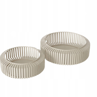 MISKI OZDOBNE METALOWE BEŻOWE DO SERWOWANIA VIKI 2 SZT ŚR 24-30 CM ZESTAW