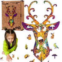 puzzle drewniane układanka jeleń dzikie zwierzę  pua3-00730