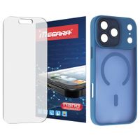 szkło hybrydowe do iphone 17 pro + magsafe etui niebieskie tpu