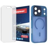 szkło hybrydowe do iphone 17 pro + magsafe etui niebieskie tpu
