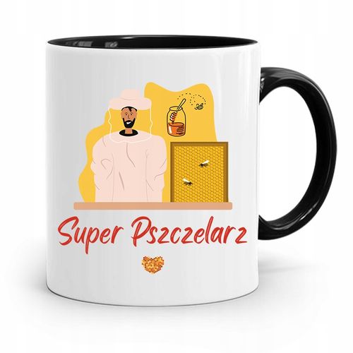 Kubek Czarny Dla Pszczelarza Super Pszczelarz Z Nadrukiem Ze Zdjęciem na Arena.pl