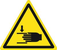 Znak Ostrzeżenie przed zgnieceniem dłoni grawerowana 10x10cm dużo wzorów