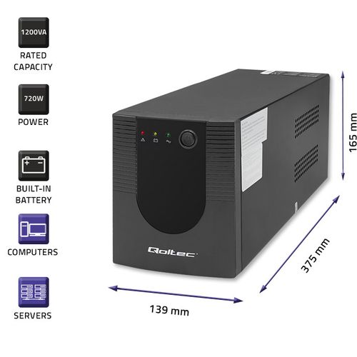 Qoltec Zasilacz awaryjny UPS 1200VA 720W na Arena.pl