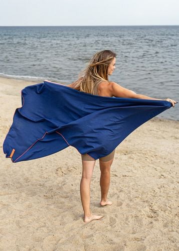 Ręcznik Szybkoschnący Z Mikrofibry 180X100Cm Granatowo-Pomarańczowy na Arena.pl