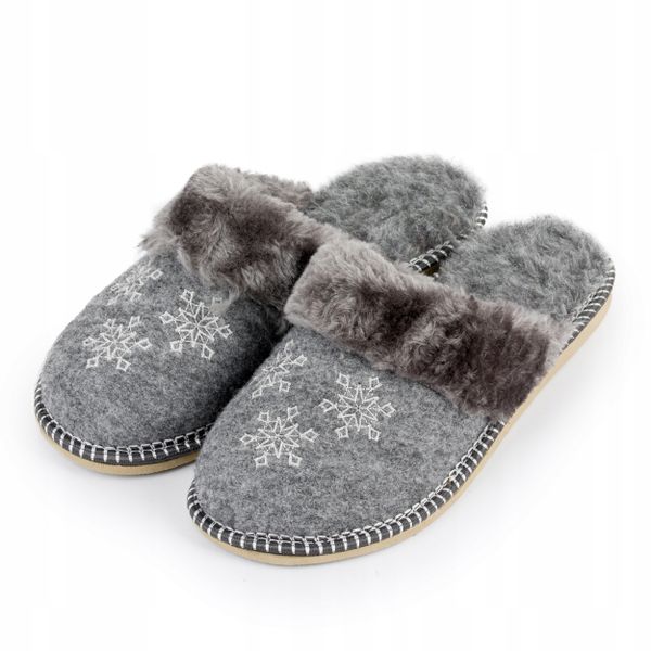 Filcowe Kapcie Damskie Góralskie Ocieplane Klapki zdjęcie 2