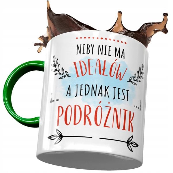 Kubek Zielony Dla Podróżnika Dla Mnie Przyjemność Z Nadrukiem Ze Zdjęciem zdjęcie 1