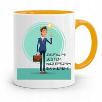Dla Bankiera Kubek Żółty Na Prezent Na Urodziny Z Nadrukiem Ze Zdjęciem