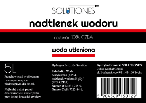 Nadtlenek wodoru 12% woda utleniona 5l Solutiones na Arena.pl