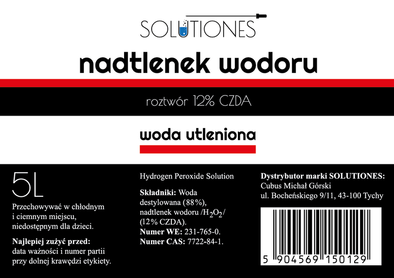 Nadtlenek wodoru 12% woda utleniona 5l Solutiones zdjęcie 3