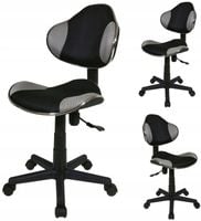 Fotel Biurkowy BOB Czarno Szary Obrotowy Tkanina Dziecięcy Niski Krzesło