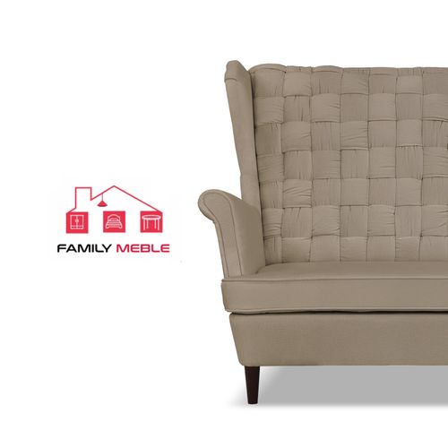 Zestaw wypoczynkowy Carol sofa fotele pufy paski beżowy na Arena.pl