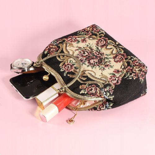 Kwiatowa torebka z górnym uchwytem, torebka wieczorowa Kiss Lock dla na Arena.pl