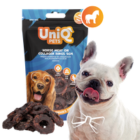 Smaczki dla psa przysmaki ringi kolagenowe z koniną 5cm 80g UNIQ PETS